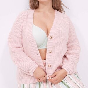 Lane Bryant CACIQUE Crop Lurex Knit Sleep Cardigan Sweater Sparkly Pink